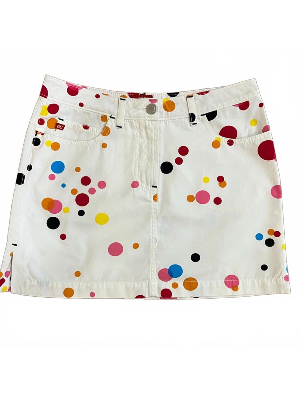 Miss Sixty Y2K white polka dot mini skirt NWT size S, 100% cotton, made in Italy